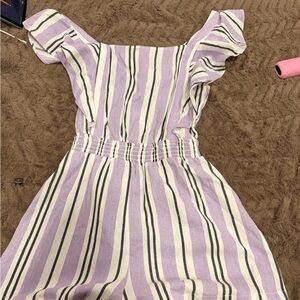 purple dress that has shorts at the bottom